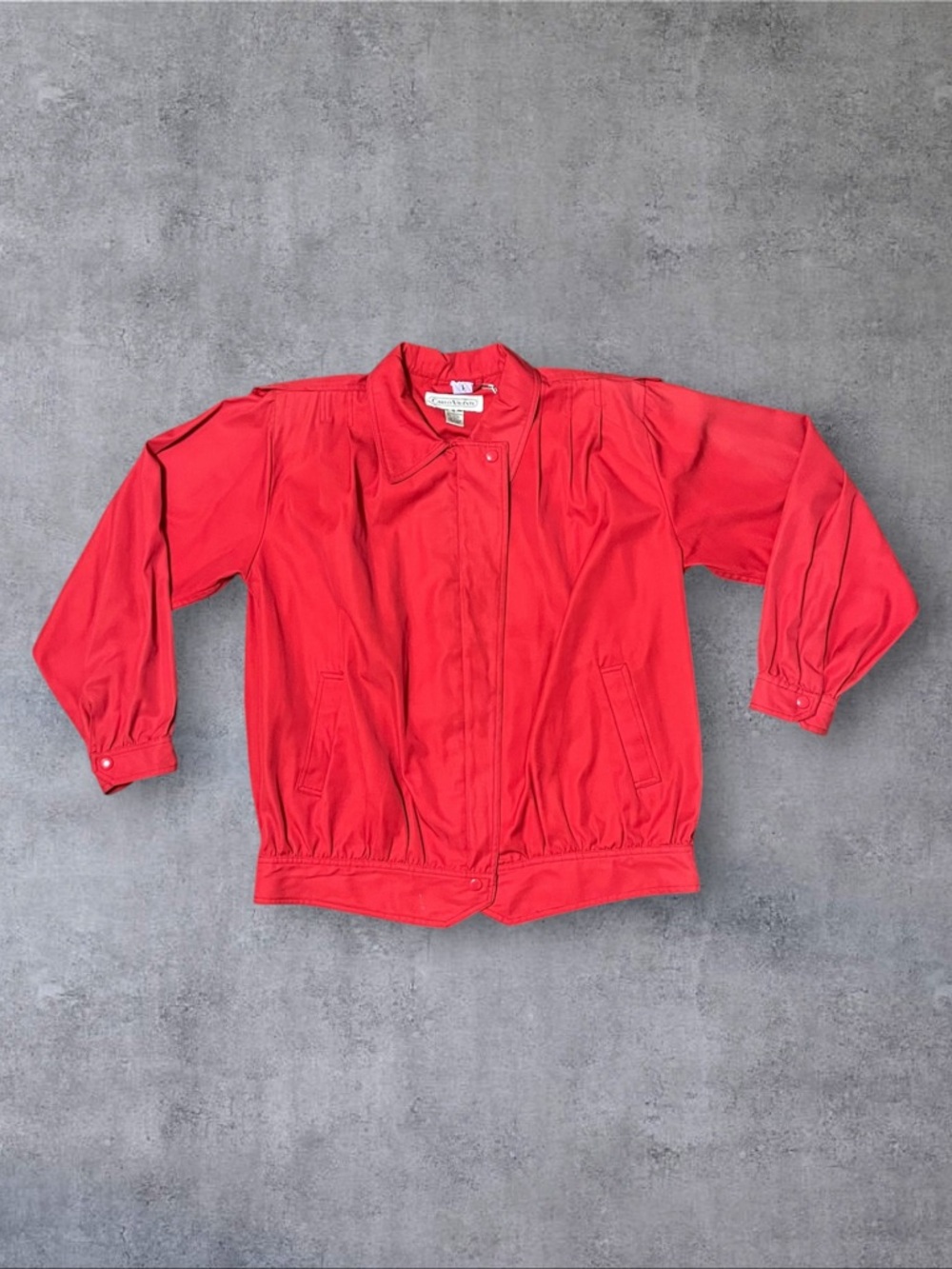 Vintage 80s Carlo Valenti Cotton Blend Sz L Red Bomber Jacket